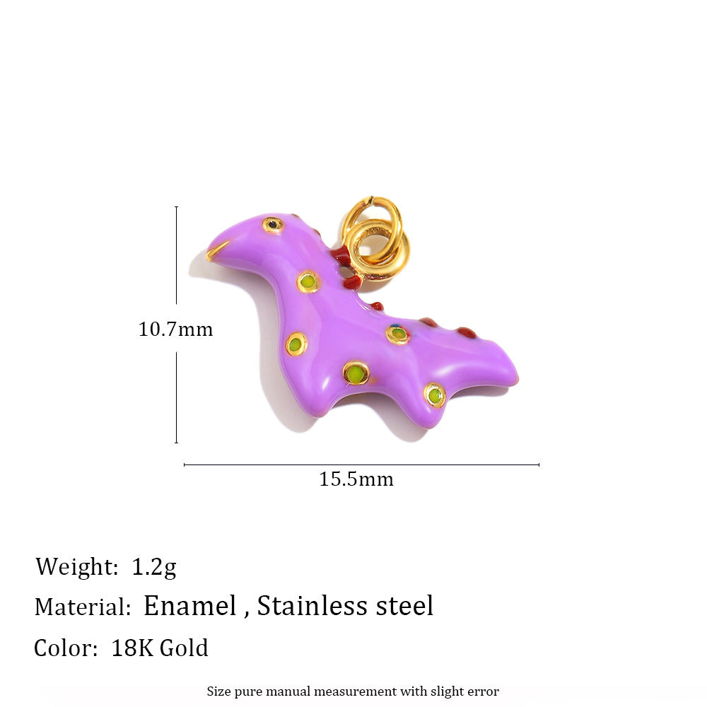 18K Gold Plated Drip Oil Animal Shape Stainless Steel Charm Bar