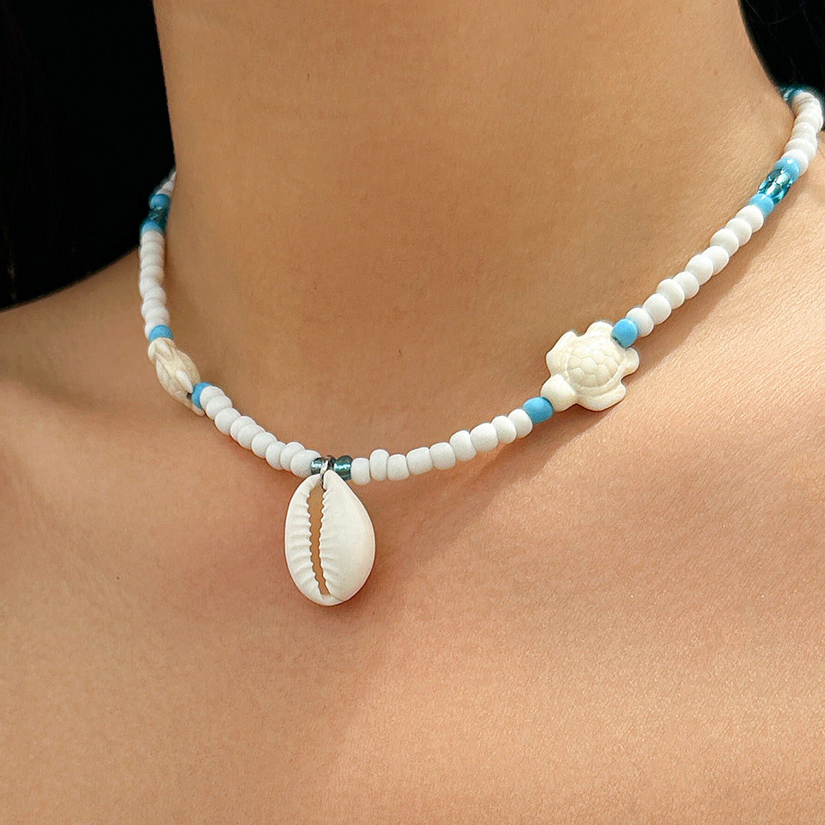 Casual Resin Shell Starfish Animal Pendant Choker Necklace for Women