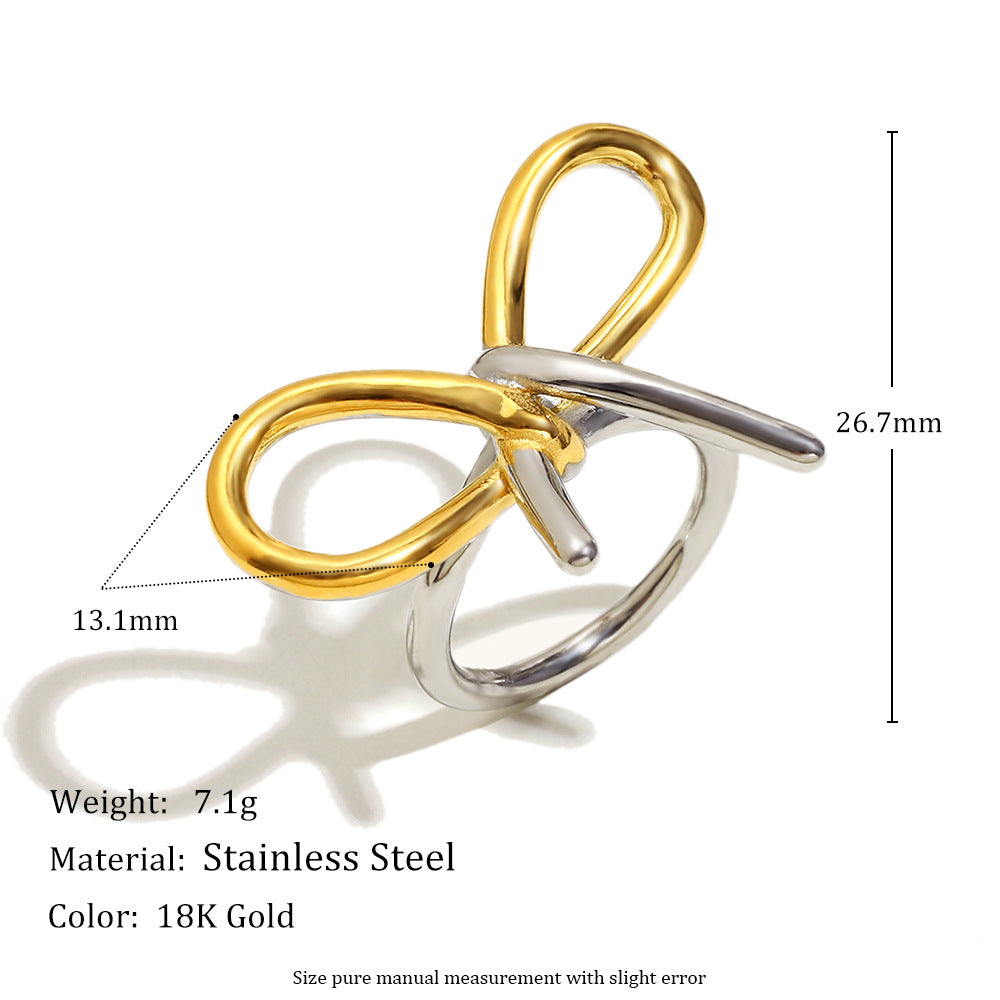 Dolce Anello Minimalista a Farfalla in Acciaio Inossidabile Placcato Oro 18K da Donna