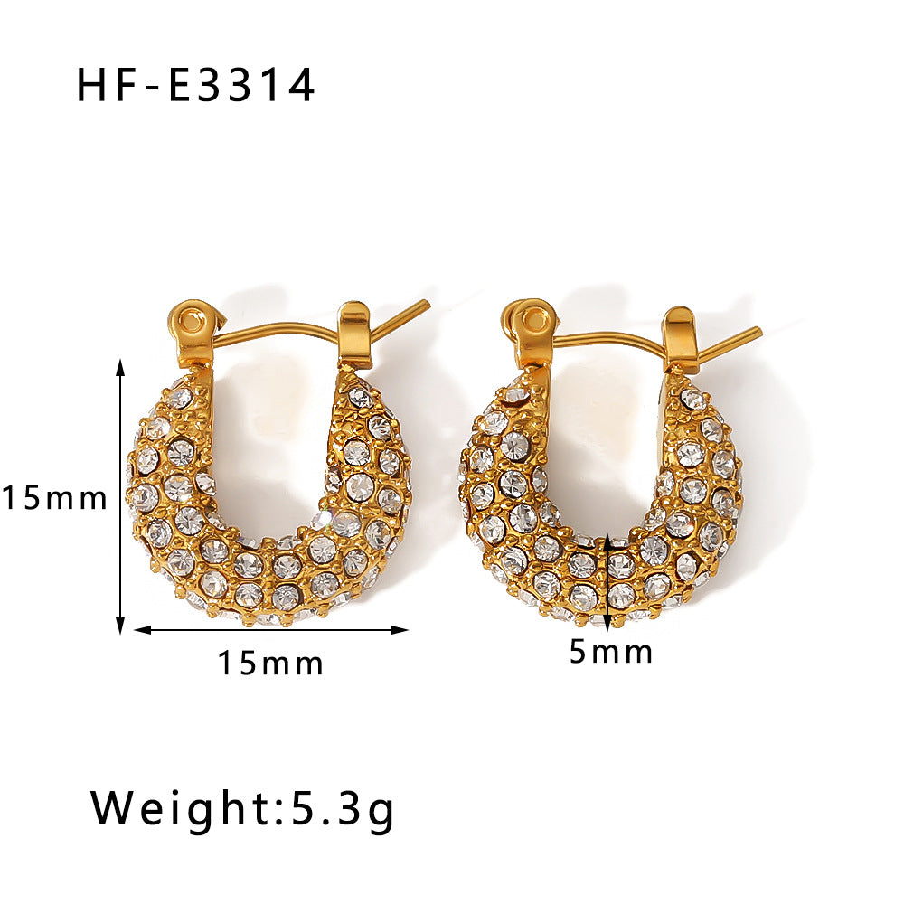 Orecchini Irregolari a Farfalla con Zirconi e Perle in Acciaio Inossidabile con Placcatura in Oro 18K da Donna