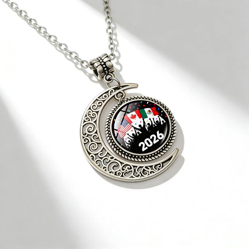 Sporty Geometric Alloy Plated Necklace with Crystal Pendant Unisex Cable Chain