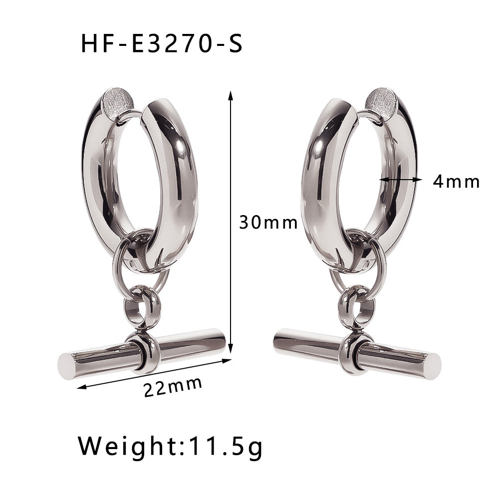 Ins Style Heart Shaped 18K Gold Plated Titanium Steel Statement Earrings with Geometric and Irregular Circle Design