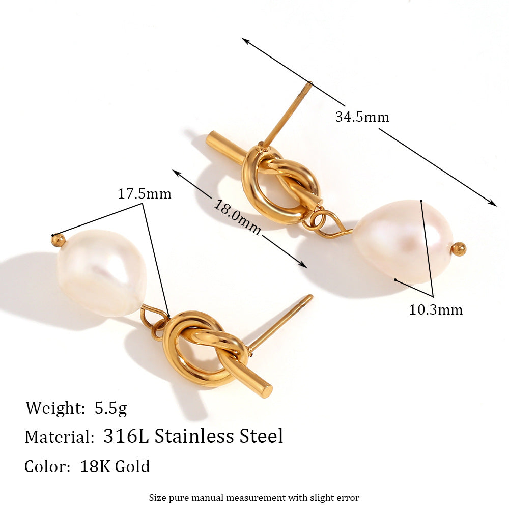 Pendientes de acero inoxidable geométricos de inspiración vintage con chapado en oro de 18 quilates, diseño colgante de lágrima texturizada y rectangular para mujer