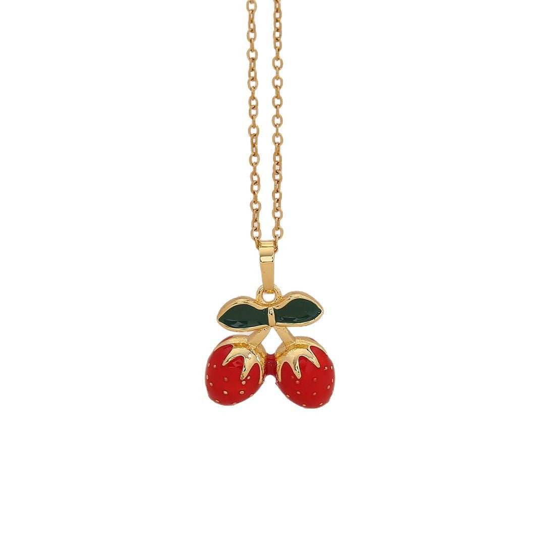 Collar con colgante de labios y chile rojo con forma de fruta linda en acero inoxidable con acabado esmaltado para mujer