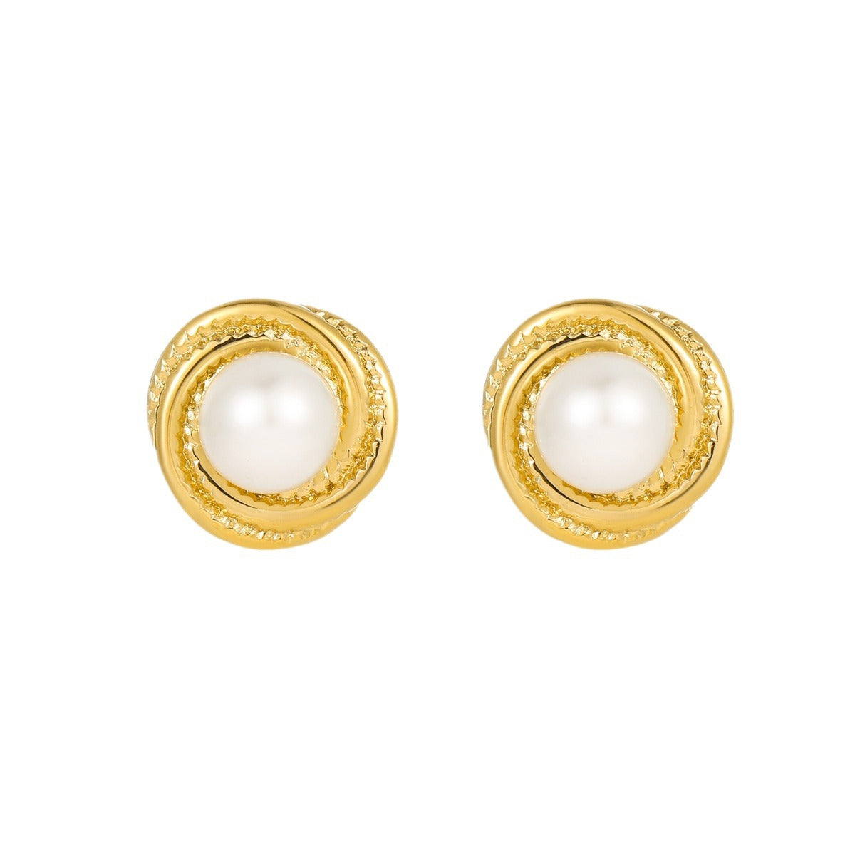 Orecchini a perno da donna minimalisti in acciaio al titanio con perle in rilievo e design avvolgente a filetto