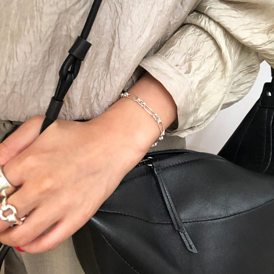 Minimalist 925 Sterling Silver Star Round Polka Dot Plated Cable Chain Bracelet for Women