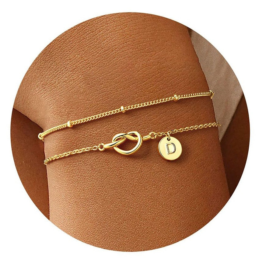 Fashion Layered Stainless Steel Letter Bracelet for Women