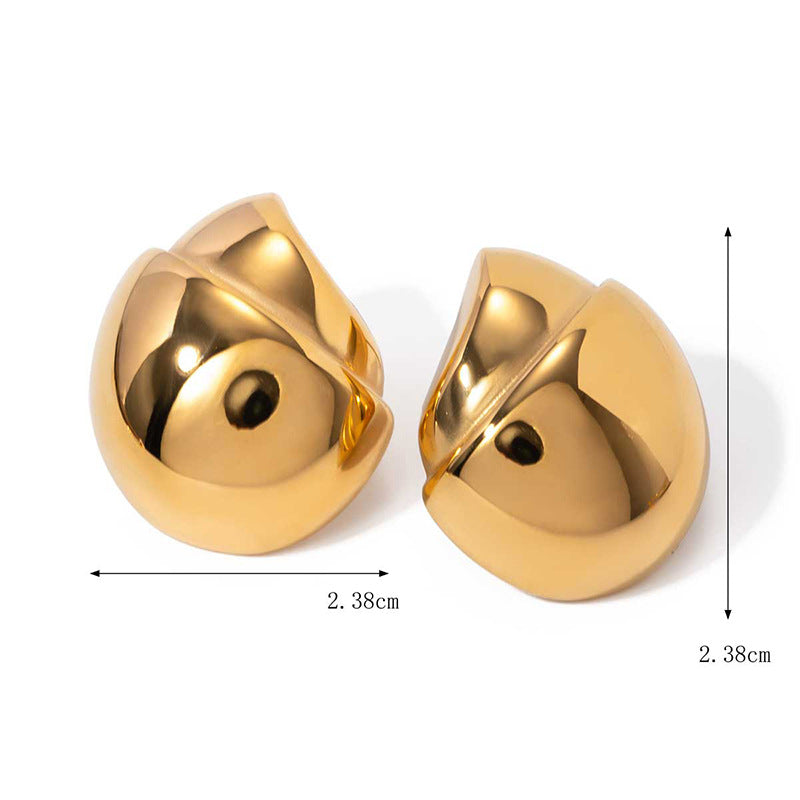 Minimalist Luxury Geometric Hazelnut Titanium Steel Earrings PVD Gold Plated Stainless Steel Studs for Women