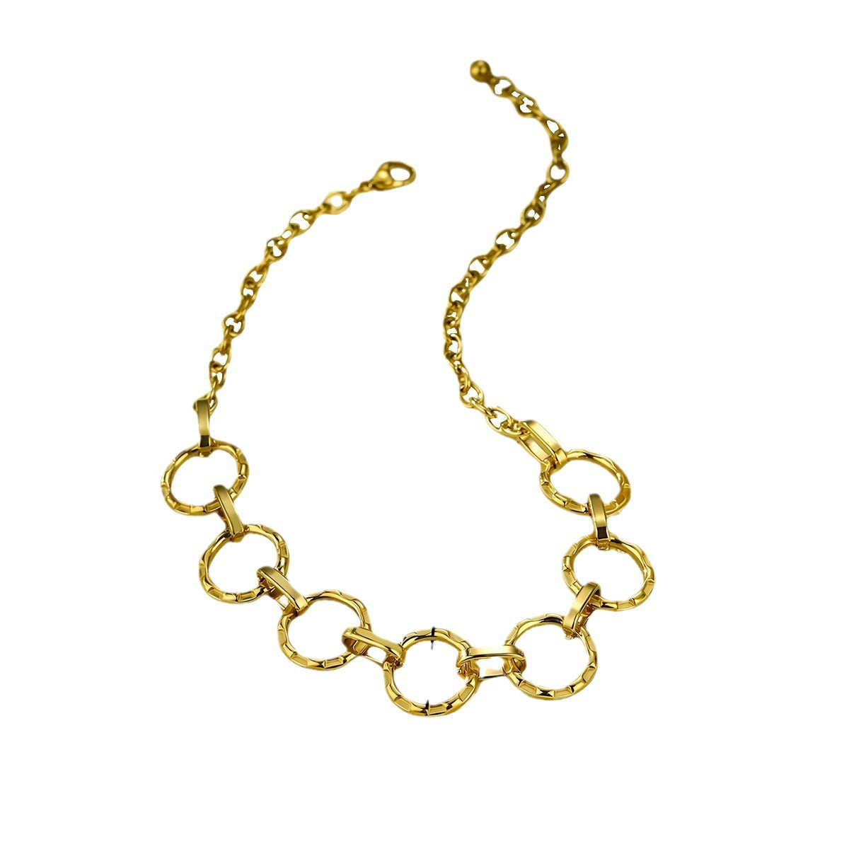 Conjunto de Joyería de Oficina de Moda para Mujer: Collar Redondo Minimalista de Acero de Titanio con Acabado Chapado
