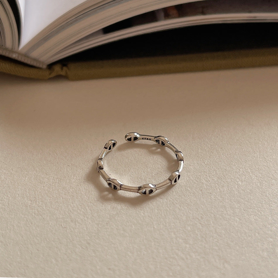 Anello per donna vintage minimalista in argento sterling 925 con numero e lettera
