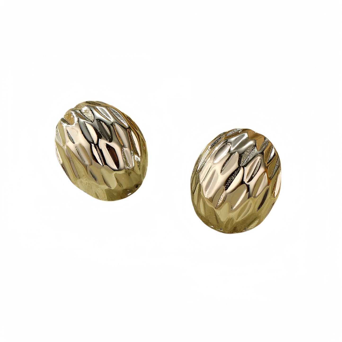 Pendientes de acero inoxidable bañados en oro de 18 quilates con diseño geométrico ovalado irregular de Fashion OL para mujer