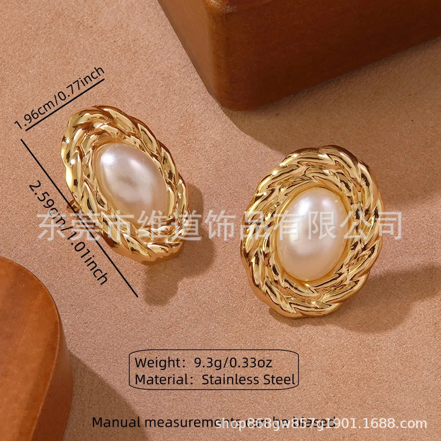 Beach Style Stainless Steel Geometric Starfish Shell Stud Earrings for Women