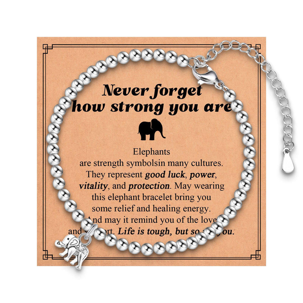 Plated Stainless Steel Animal Elephant Charm Bar Bracelet Unisex