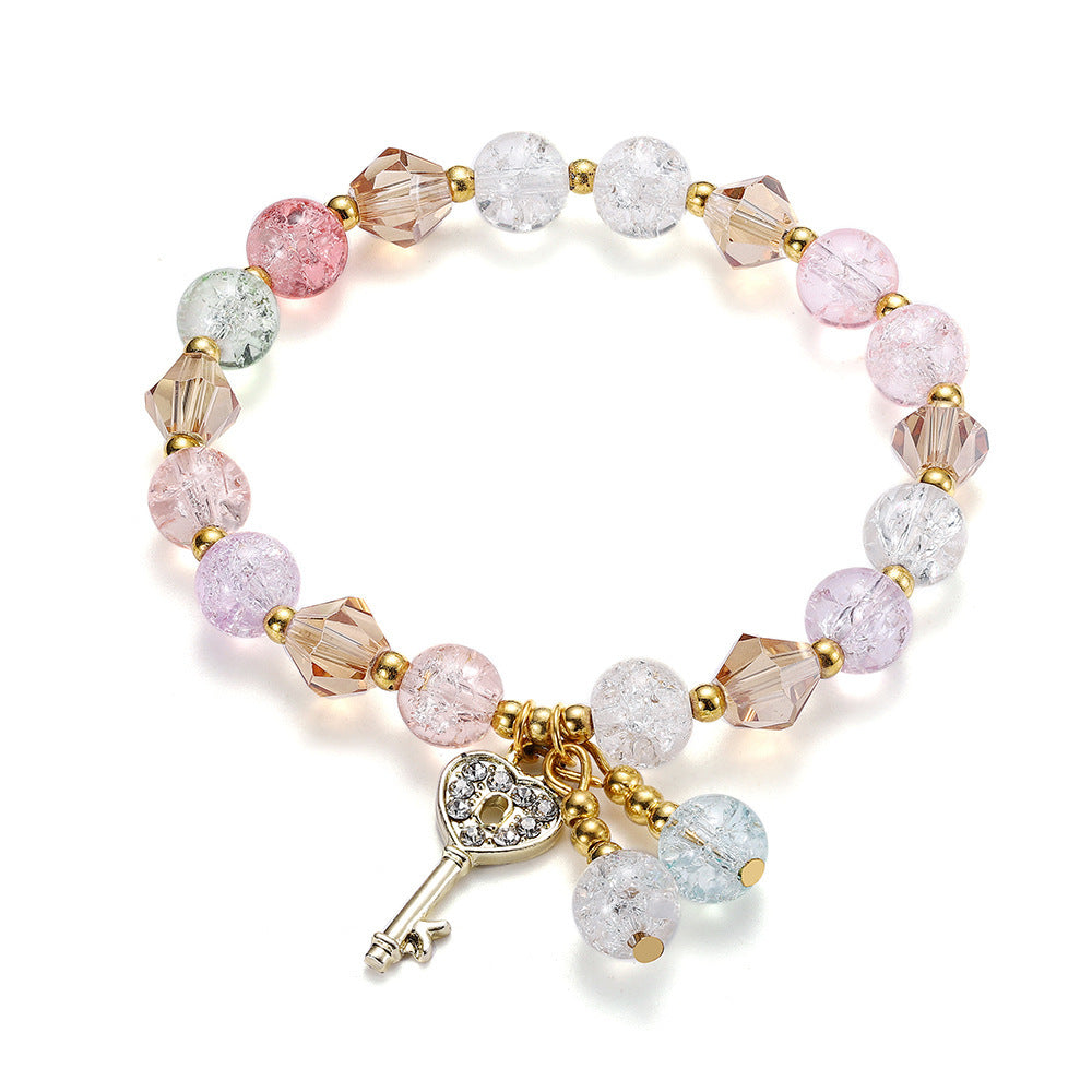 Geometric Key Crystal Glass Polished Bracelet for Women