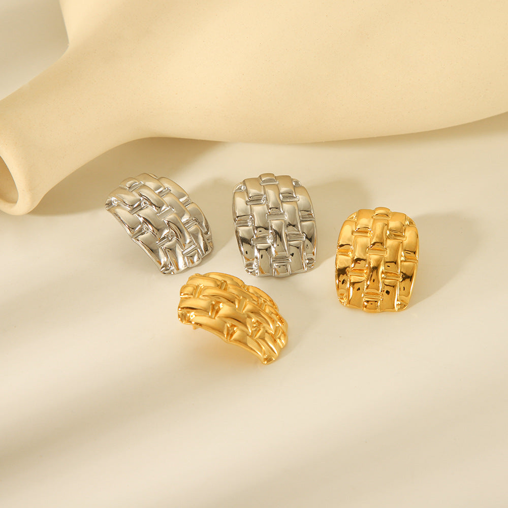 Orecchini da donna quadrati in acciaio inossidabile geometrici minimalisti con placcatura in oro 18 carati, ipoallergenici e resistenti allo scolorimento