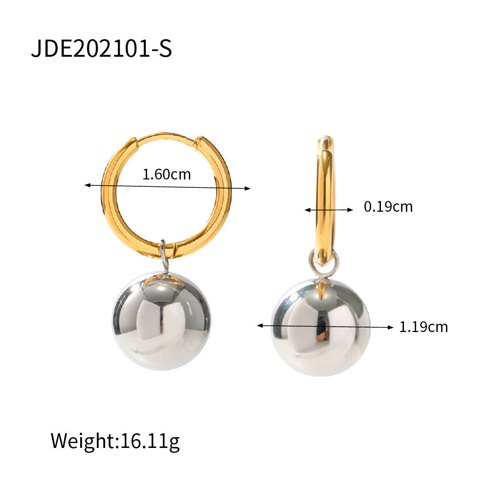 Elegant 18K Gold Plated Geometric Round Stainless Steel Earrings