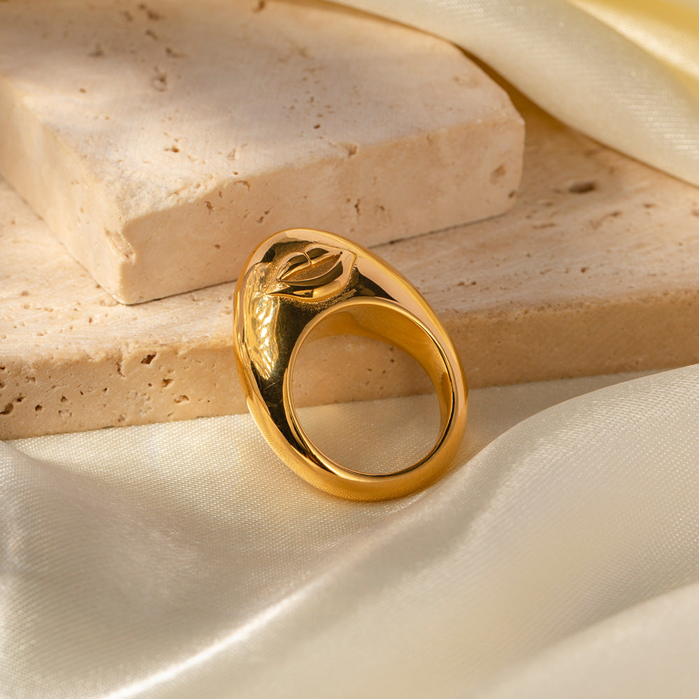 Anello per labbra a doppio lato con occhio di Allah geometrico in acciaio inossidabile placcato oro 18 carati stile Ins per donne