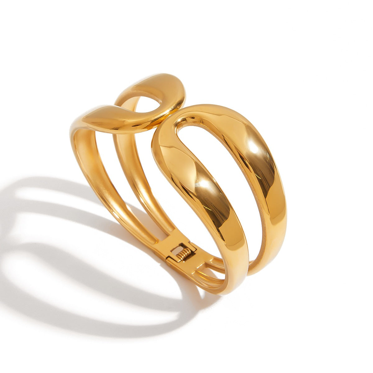 Geometric Stainless Steel Plated Open Cuff Bracelet
