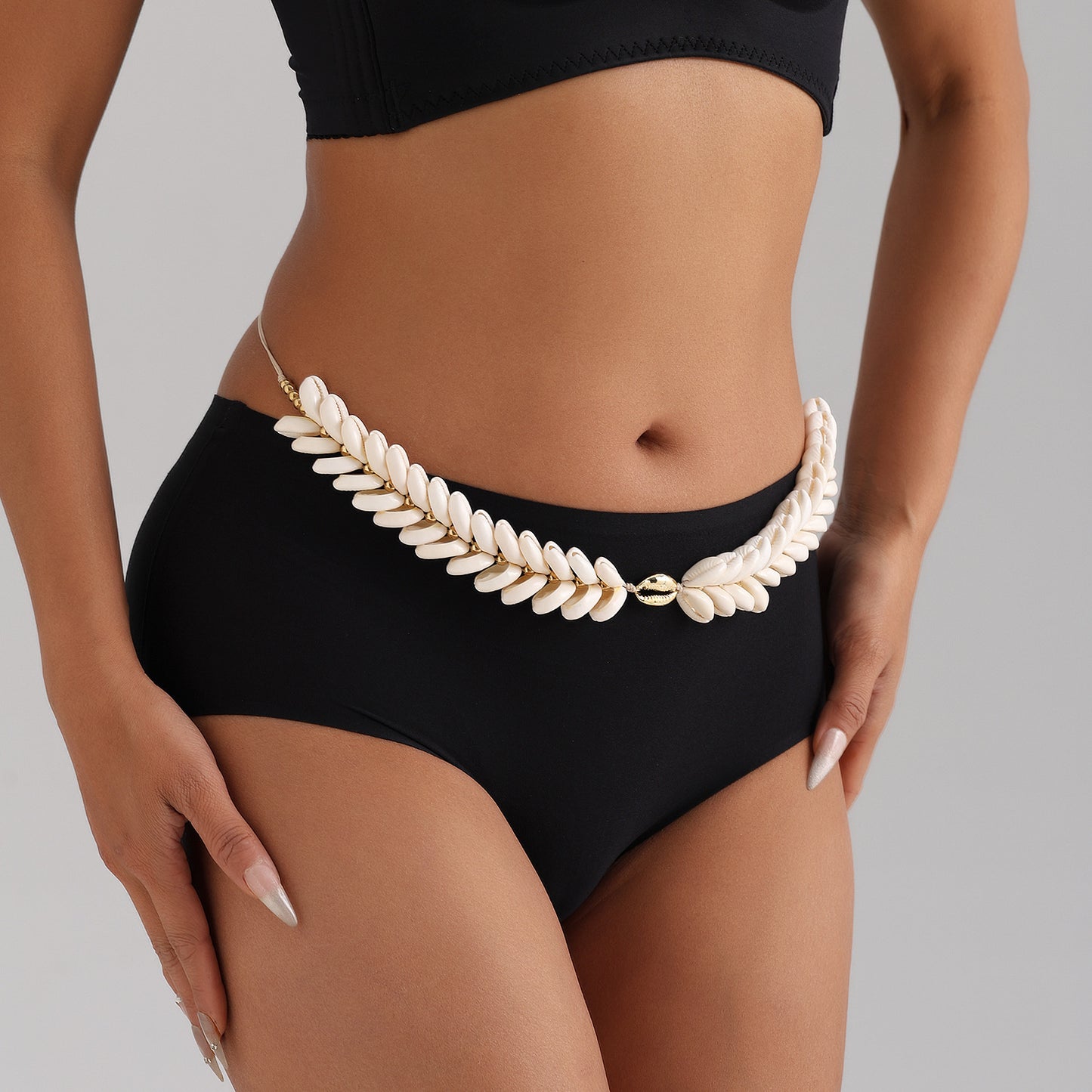 Handwoven Natural Shell Waist Chain for Women Adjustable Summer Beach Casual Body Chain
