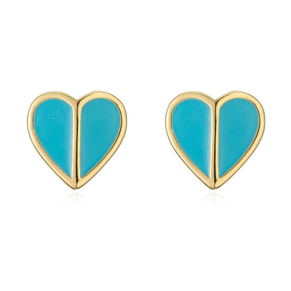 Minimalist Geometric Heart-Shaped Copper Stud Earrings with 18K Gold Plating Fresh and Unique Ear Jewelry