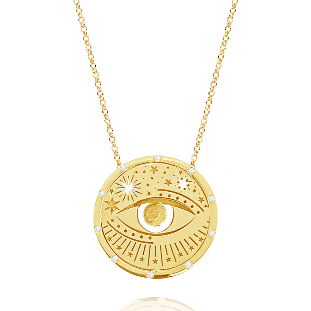 Collana Minimalista con Ciondolo Tarocchi Geometrico Lusso Leggero Placcato Oro 18K in Acciaio Inossidabile Unisex