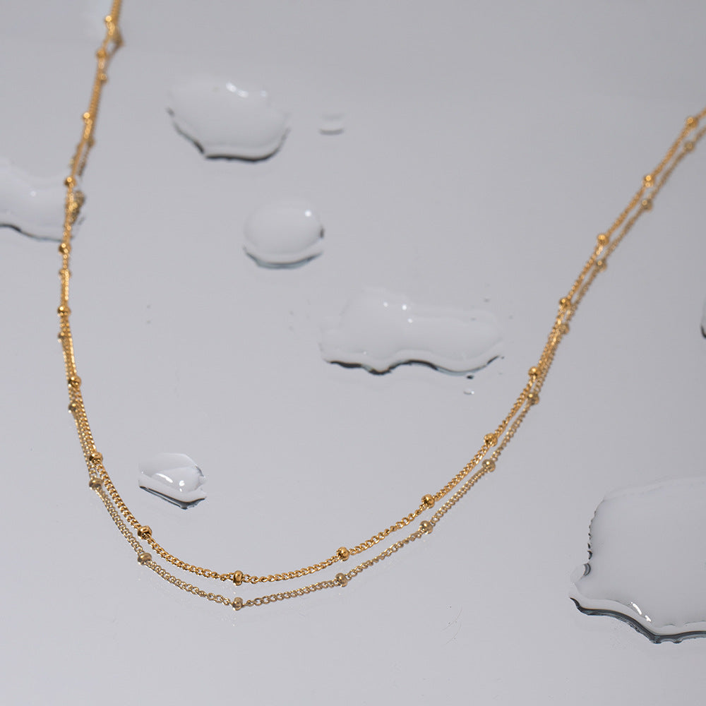 Minimalist Geometric Stainless Steel Plated Snake Chain Necklace for Women Waterproof Rust-Resistant Layering Collar Jewelry