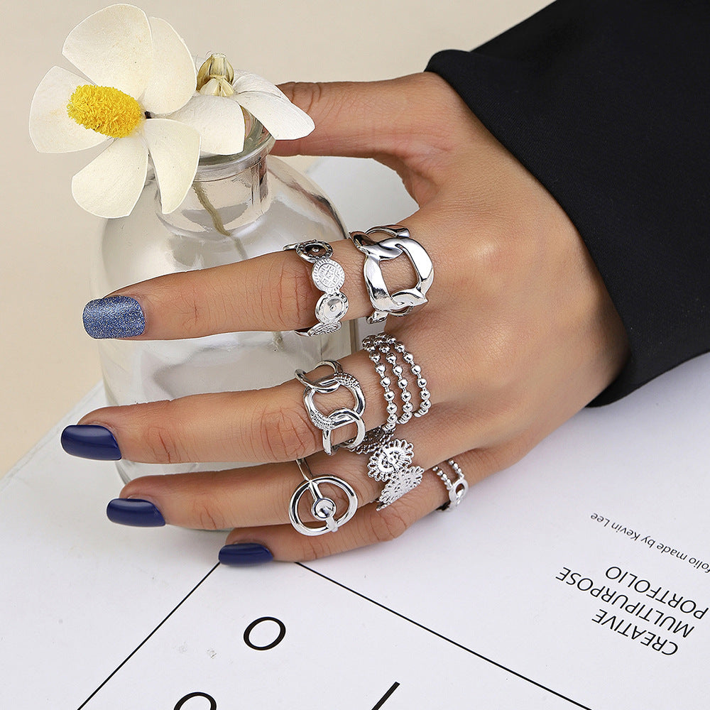 Minimalist Geometric Round Plated Titanium Steel Adjustable Open Ring Unisex