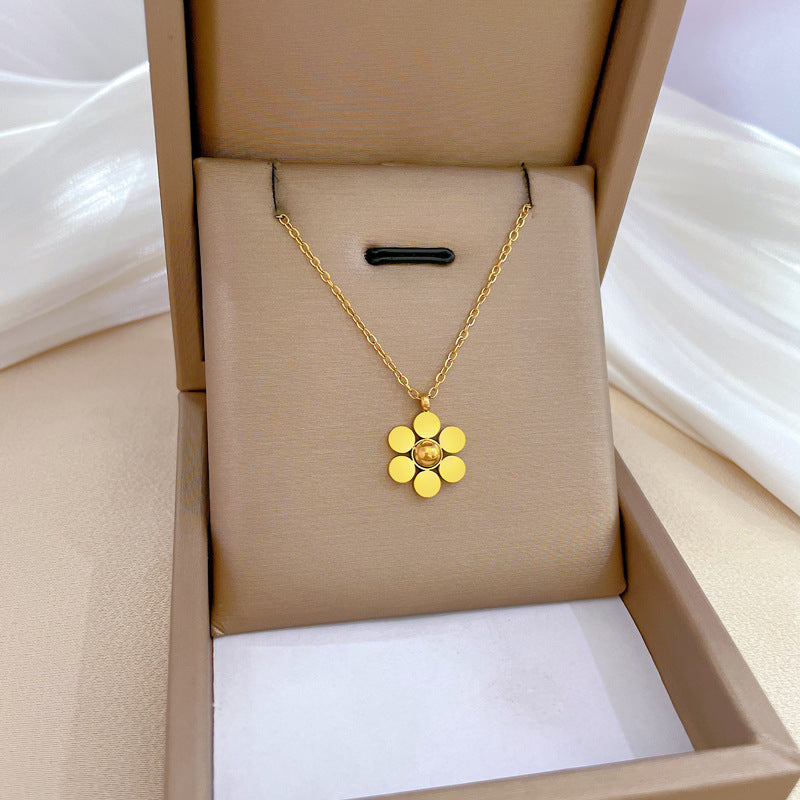 Collana in Acciaio al Titanio Placcato con Design Geometrico Minimalista e Catena Irregolare, Unisex