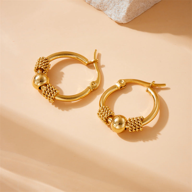 Vintage Minimalist Plated Stainless Steel Geometric Round Earrings