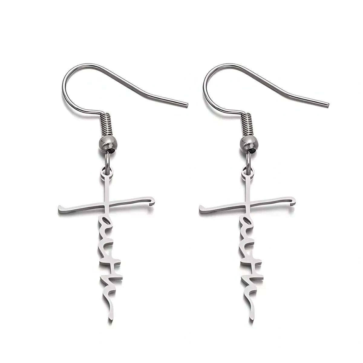 Orecchini da donna minimalisti e moderni in acciaio inossidabile a forma di croce con finitura placcata