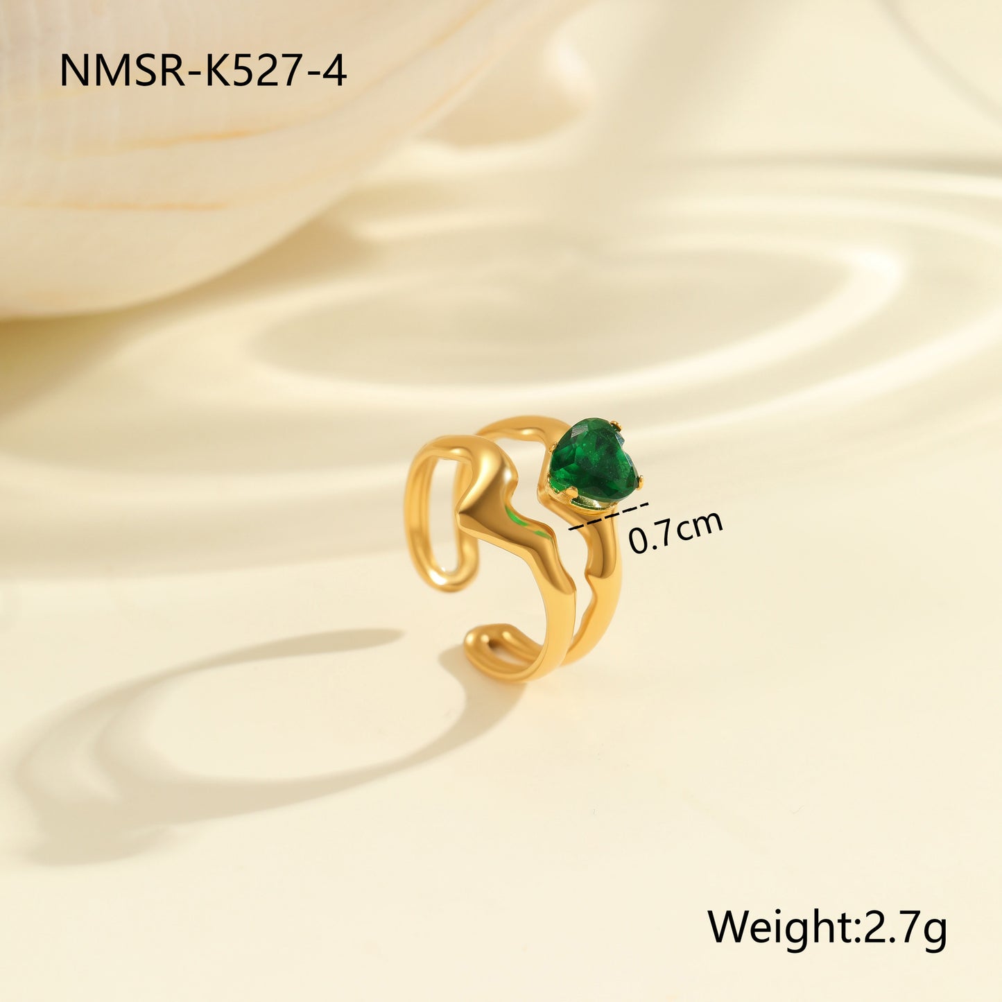Anillo de Acero Inoxidable Geométrico Minimalista con Baño de Oro de 18K y Detalles de Remaches Esféricos Irregulares para Mujer