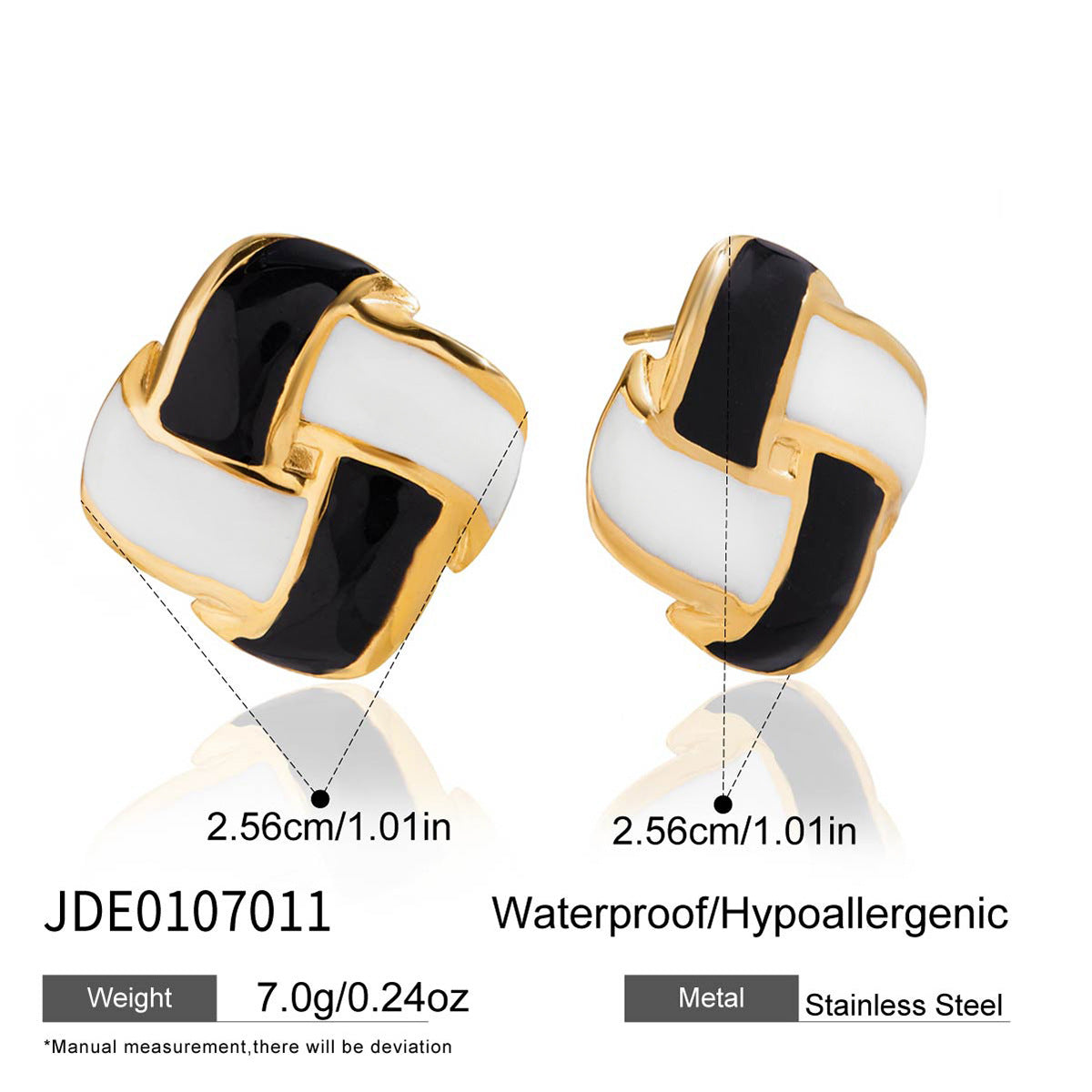 Pendientes cuadrados minimalistas de acero inoxidable con acabado esmaltado para mujer, hipoalergénicos y resistentes a la decoloración
