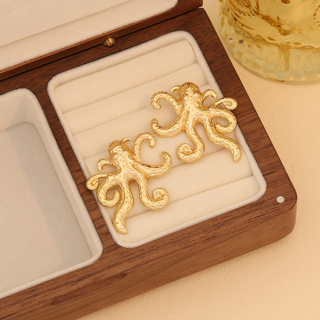 Playful Octopus Stud Earrings in Stainless Steel with Plated Finish for Women
