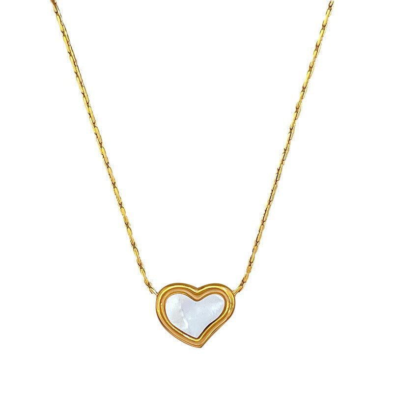 Minimalist Titanium Steel Fine Chain Heart Geometric Pendant Necklace for Unisex