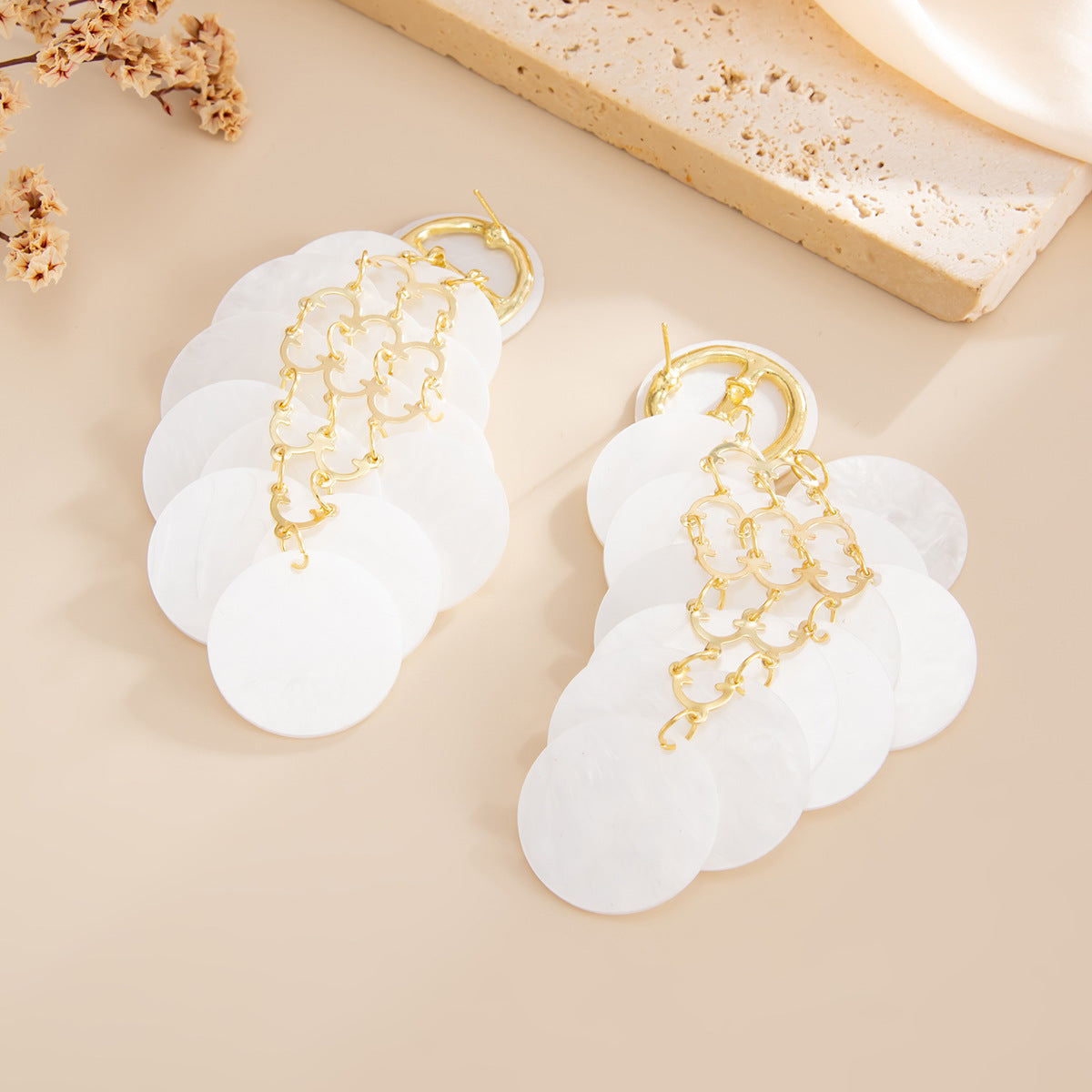 Minimalist Geometric Round Acrylic Tassel Earrings for Women