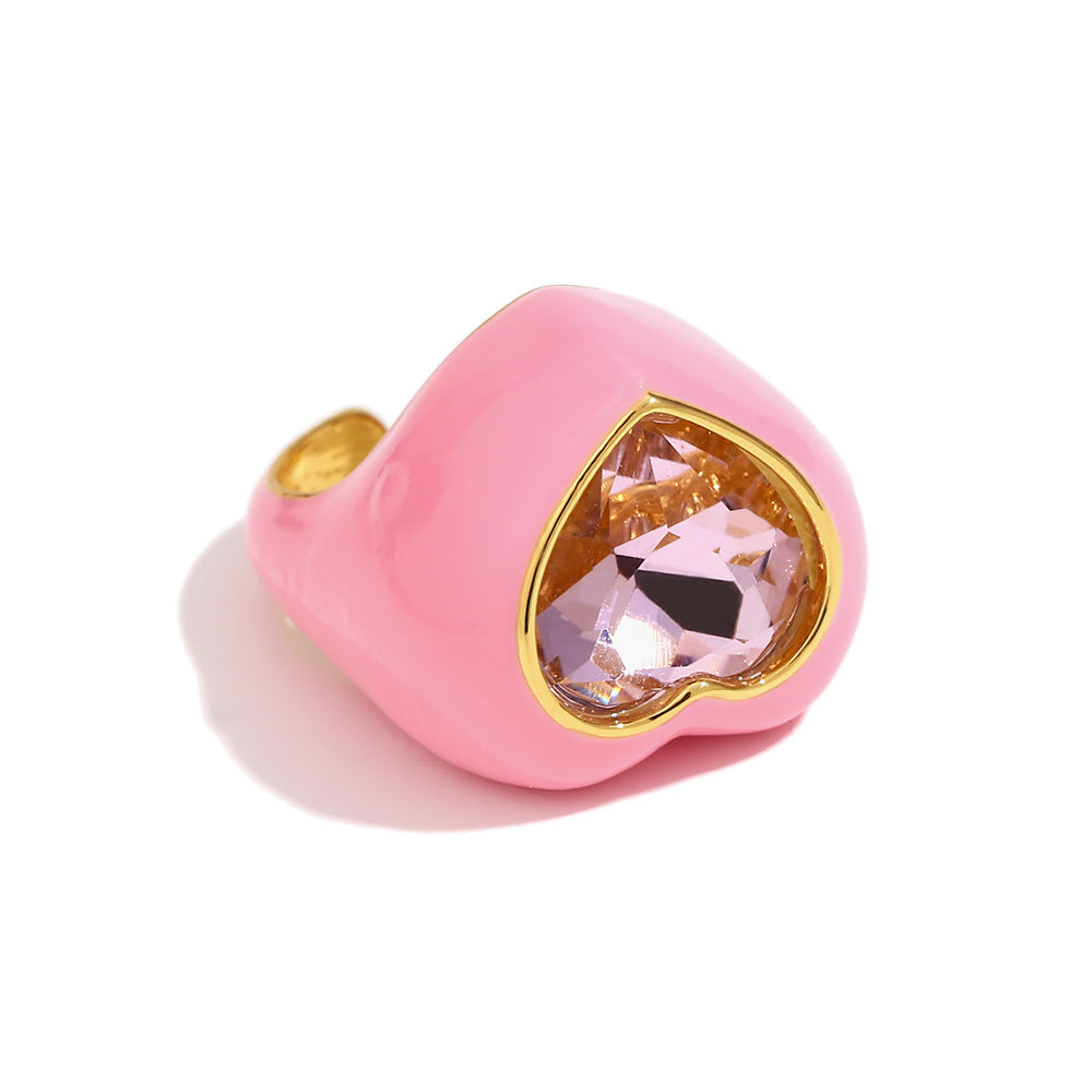 Minimalist Geometric Titanium Steel Ring with Gold Plating for Women Natural Stone Accent Fashion Office Wear