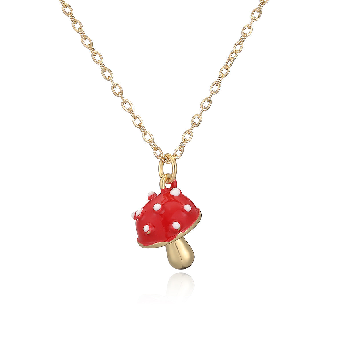 Minimalist Gold Plated Drip Oil Geometric Mushroom Pendant Necklace for Women