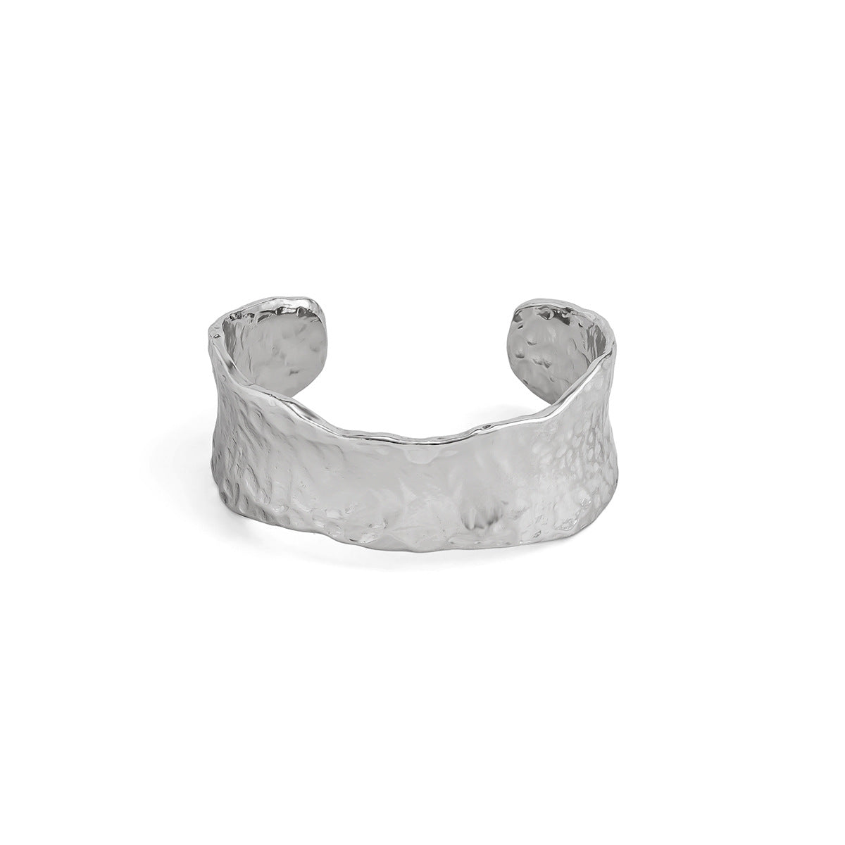 Pulsera de aleación texturizada en forma de V geométrica estilo punk con diseño abierto irregular para mujer
