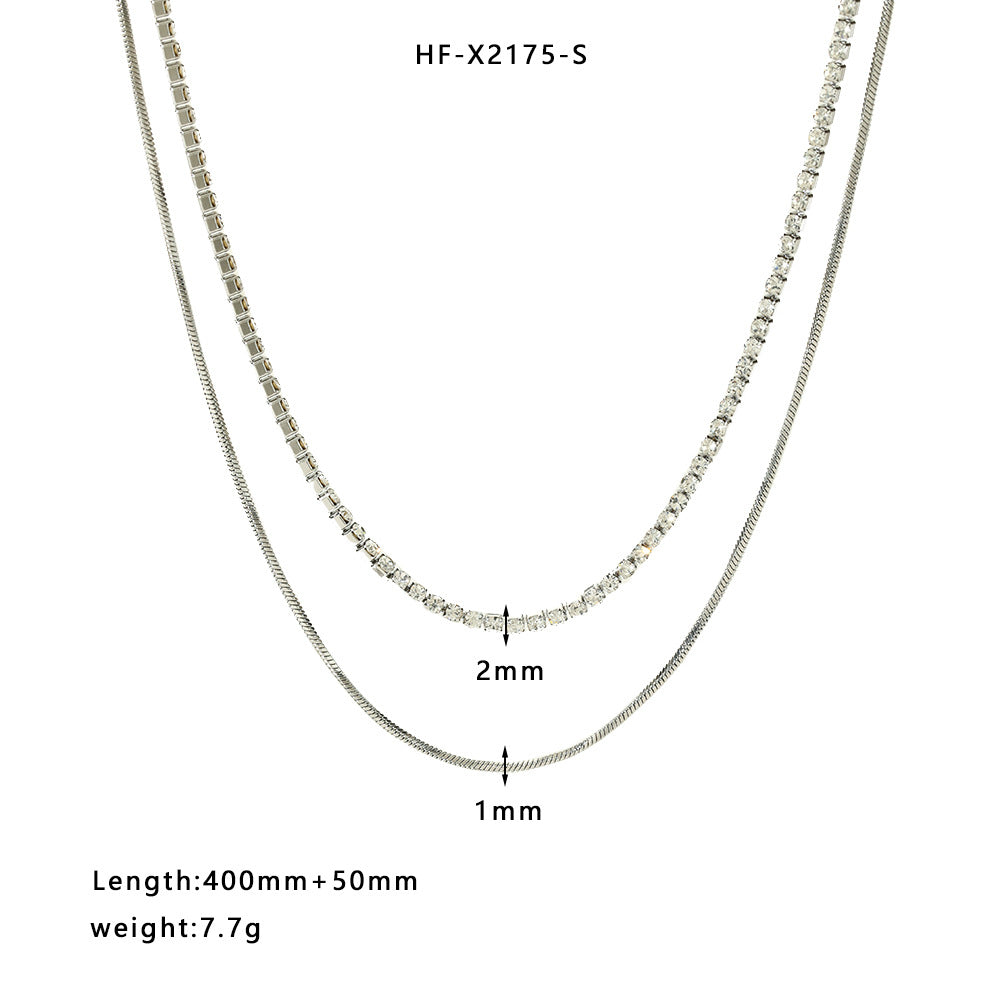 Minimalist Geometric Titanium Steel Bracelet with Zircon Inlay and 18K Vacuum Gold Plating for Unisex Wear