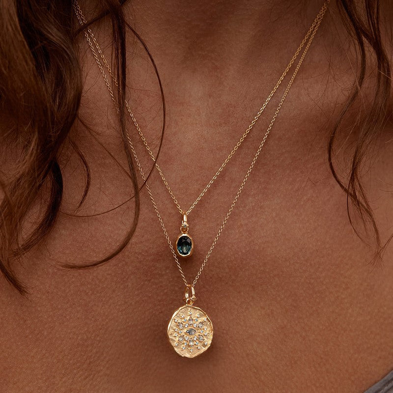 Elegant Geometric Teardrop Brass Necklace with Titanium Steel Pendant and Cubic Zirconia Inlay