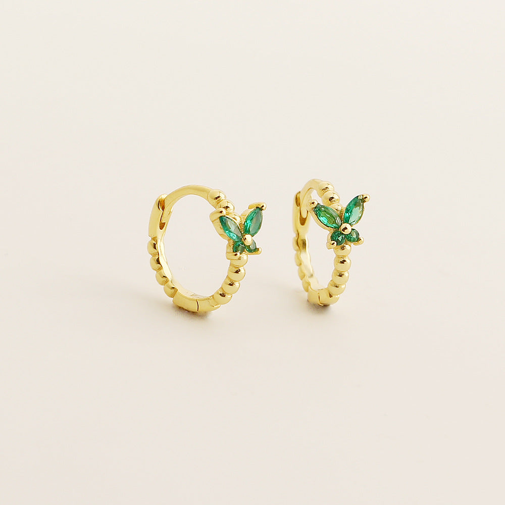 Pendientes de Plata de Ley 925 con Diseño de Mariposa de Estilo Vintage Francés y Incrustaciones de Pedrería para Mujer