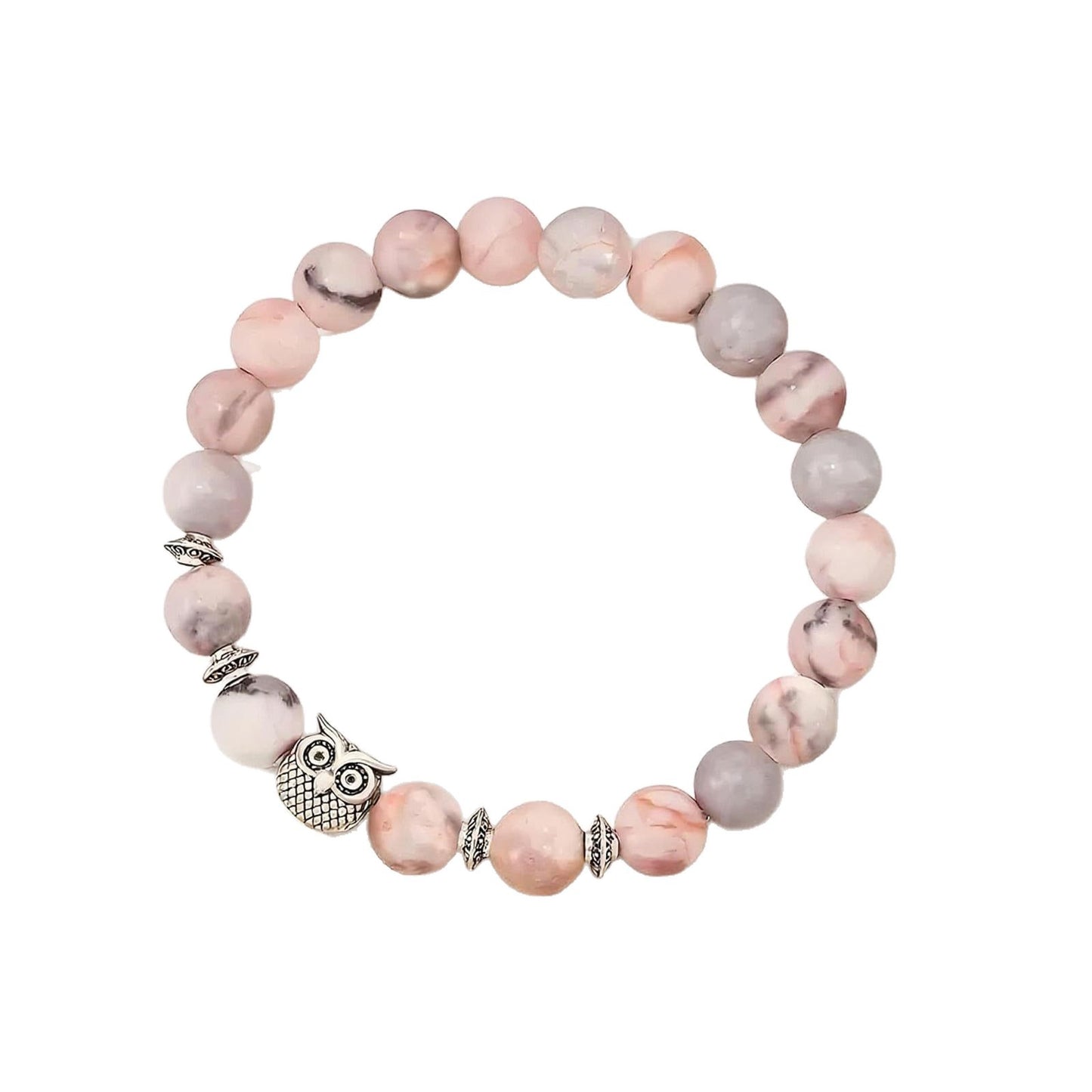 Personalized Animal Owl Agate Beaded Bracelet Unisex Gift