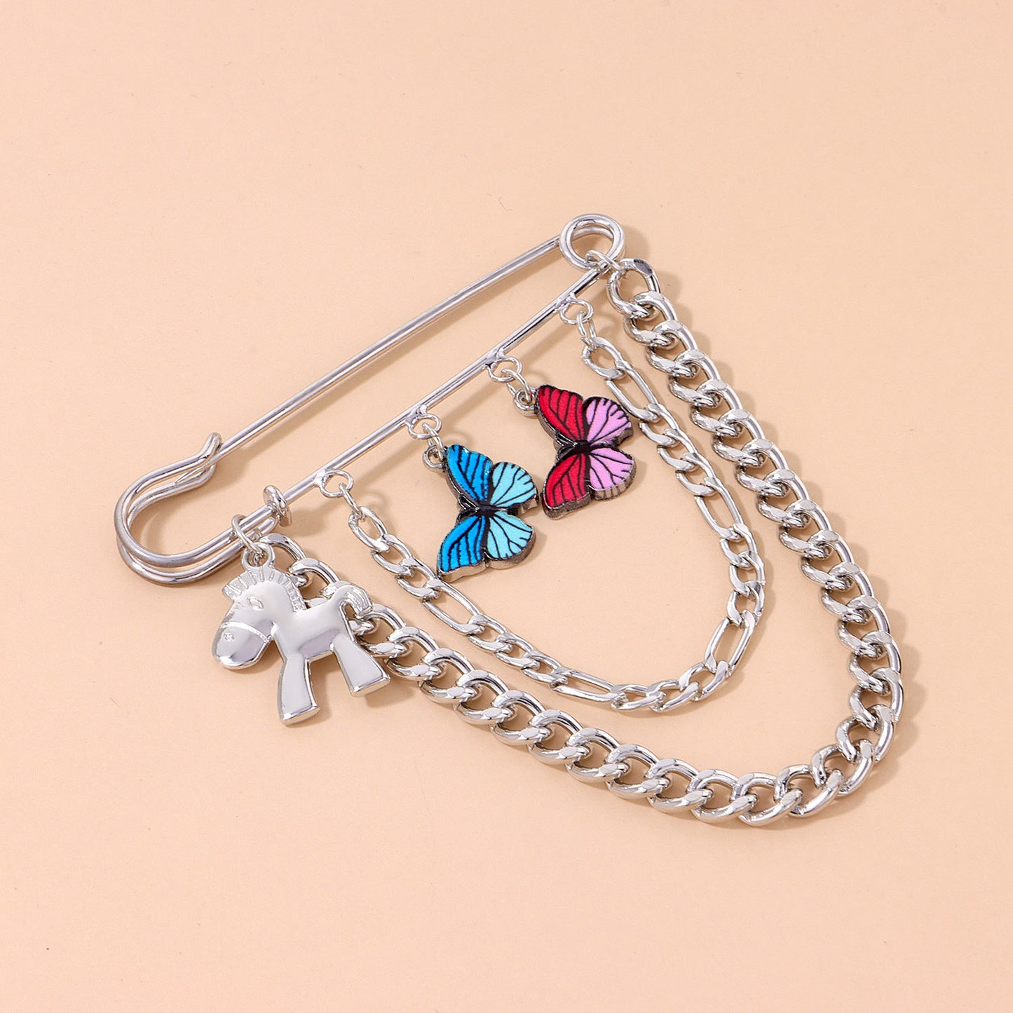 Colorful Enamel Butterfly Brooch for Women Vintage Hip-Hop Influencer Jewelry Accessory