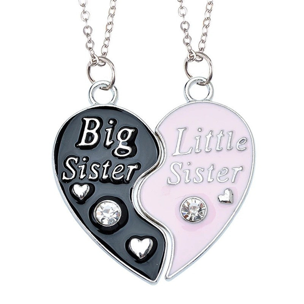 Collar de aleación con forma de corazón "Mejores amigas" con acabado esmaltado para niñas, ecológico y probado para la seguridad