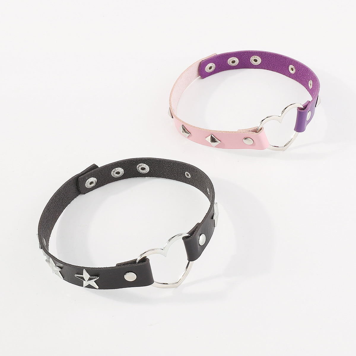 Gargantilla geométrica de PU y aleación, dulce y atrevida, con motivos de estrellas y cuadrados para mujer