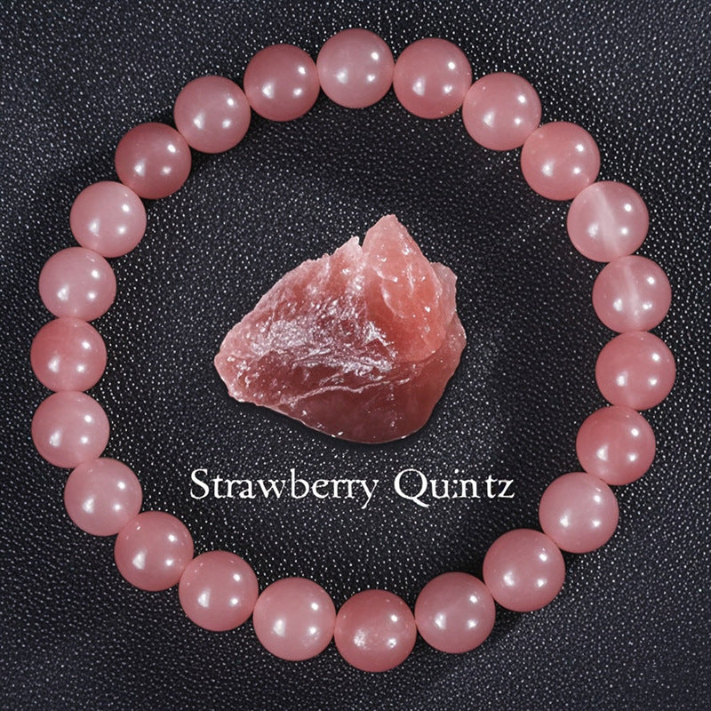8mm Round Sunstone Rose Quartz Tiger Eye Agate Crystal Beaded Bracelet Unisex Geometric Handmade Jewelry