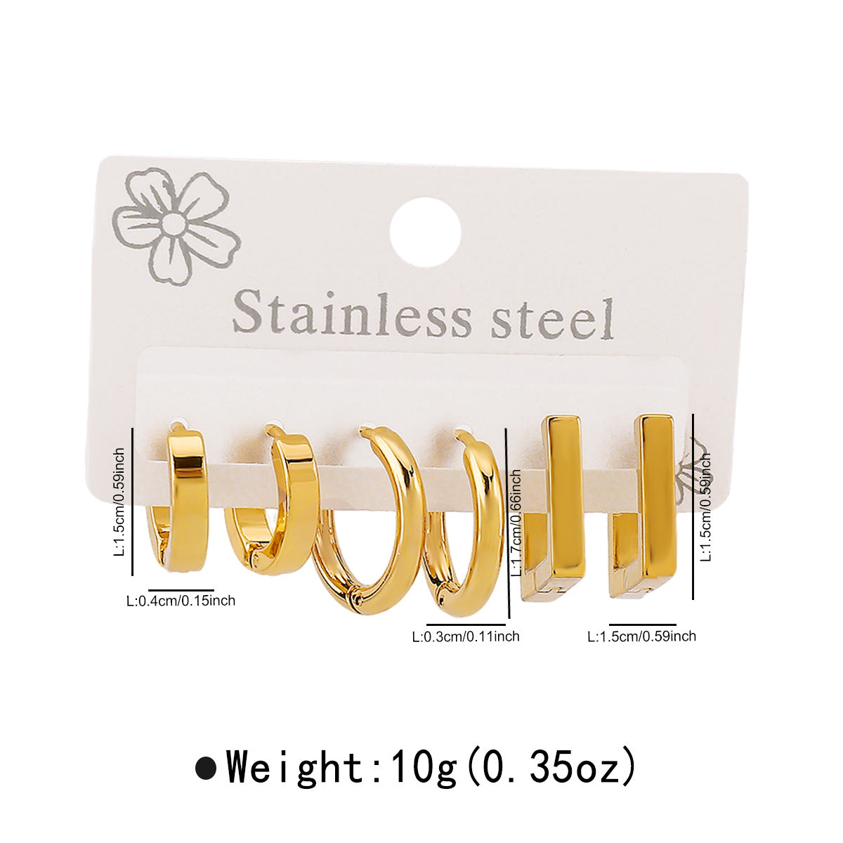 Minimalist Stainless Steel Star-Shaped Geometric Stud Earrings with Plating Finish