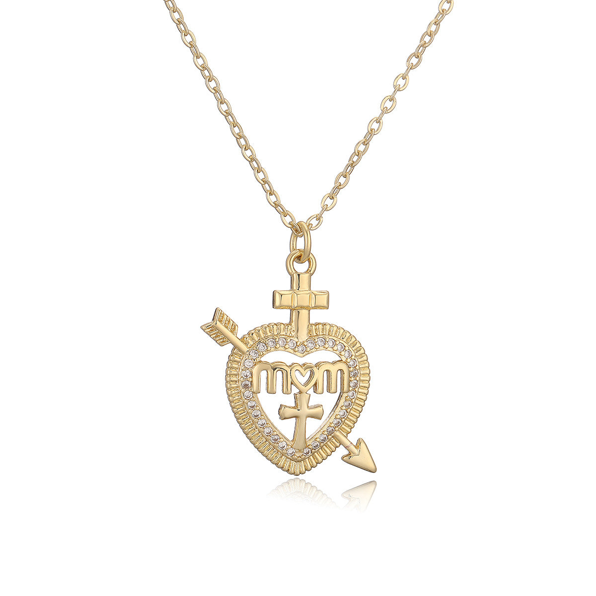 Collana con pendente a cuore minimalista in rame placcato oro vero e zirconi per donna