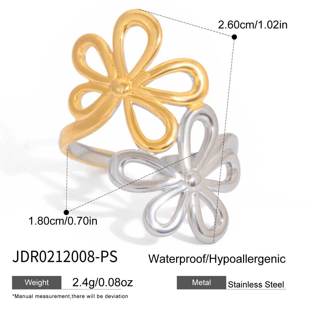 Anello floreale geometrico minimalista di lusso, placcato oro 18 carati, in acciaio inossidabile, gioiello da donna