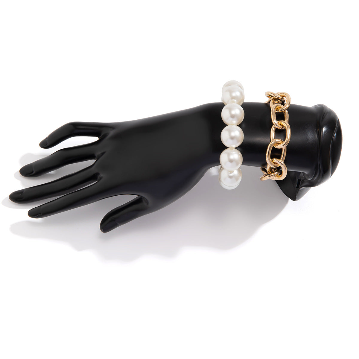 Bracciale geometrico Ins Style da donna con perline e finitura placcata e perle di imitazione
